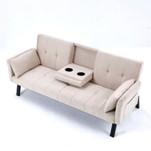Load image into Gallery viewer, Sofa Bed With Foldable Design And Cup Holder