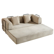 Load image into Gallery viewer, Convertible Sleeper Sofa Bed With Cylindrical Pillow, With Fixed Shape Frame
