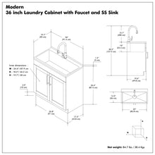 Load image into Gallery viewer, Modern Shaker All-In-One Laundry Utility Sink And Cabinet With Pull-Out Faucet