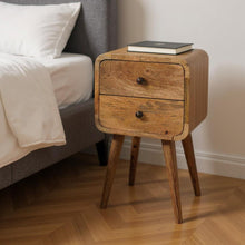 Load image into Gallery viewer, 22" Solid Wood Square Two Drawer Nightstand - Oak