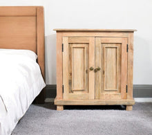 Load image into Gallery viewer, 28" Distressed Solid Wood Nightstand With Storage - Natural