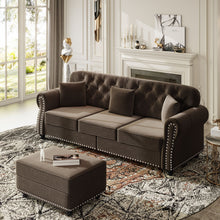 Load image into Gallery viewer, Upholstered 3 Seater Sofa Set With Ottoman