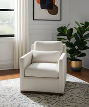 Load image into Gallery viewer, 30" Contemporary Fabric Swivel Club Chair And Toss Pillow - Off White