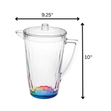 Load image into Gallery viewer, Rainbow Design Unbreakable Plastic Water Pitcher With Lid And Spout, 2.5 Quarts - Clear