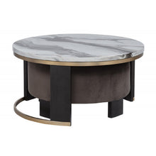 Load image into Gallery viewer, Nesting Round Coffee Table With Ottoman (Set of 2) - Gold / Brown