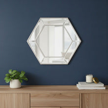 Load image into Gallery viewer, 18" Hexagon Glass Framed Accent Mirror - Silver