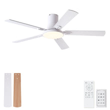 Load image into Gallery viewer, Flush Mount Ceiling Fans With LED Light And Remote Control, 5 Blades