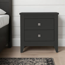 Load image into Gallery viewer, 26.6" x 15.7" x 24.3" Two Drawer Faux Wood Nightstand - Black