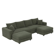 Load image into Gallery viewer, Convertible Deep Seat Sofa With Soft Pillows And Ottomans