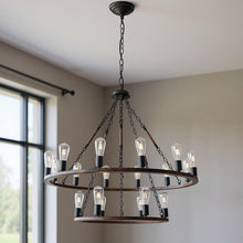 Load image into Gallery viewer, Candle Style Multi Light Metal Dimmable Chandelier - Brown And Black