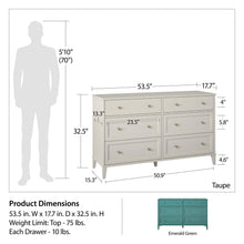 Load image into Gallery viewer, Monticello - 6 Drawer Dresser - Green