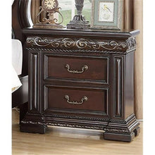Load image into Gallery viewer, 2 Drawer Nightstand, Carvings Bedside Table, Bedroom Furniture - Cherry