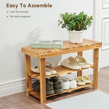 Load image into Gallery viewer, Shoe Rack Bench, 2 Tier Organizer For Entryway - Acacia Wood