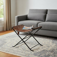 Load image into Gallery viewer, Faux Leather Stool Ottoman - Brown / Black