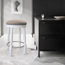 Load image into Gallery viewer, 360° Swivel Wooden Barstools With Upholstered Seat, Counter Height (Set of 2)