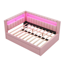 Load image into Gallery viewer, Upholstered Platform Bed With USB Ports And LED Belt