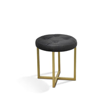 Load image into Gallery viewer, Faux Leather Tufted Footstool - Gold