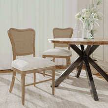 Load image into Gallery viewer, Classic Retro Dining Chair (Set of 2) With Rattan Backrest - Dark Brown / Beige