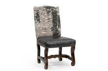 Load image into Gallery viewer, Solid Wood Upholstered Chenille Leather Dining Side Chairs (Set of 2) - Black / Brown / Gray