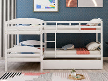 Load image into Gallery viewer, Twin L-Shaped Bunk Bed With Trundle - White