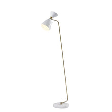 Load image into Gallery viewer, Task Floor Lamp With White Metal Cone Shade - Brass