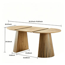 Load image into Gallery viewer, Dining Table, Flexible Extendable Oval Design With Slatted Legs - Natural Wood