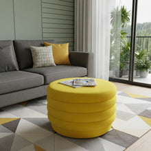 Load image into Gallery viewer, Tufted Round Cocktail Ottoman Velvet - Yellow