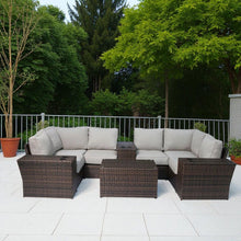 Load image into Gallery viewer, Outdoor Wicker Sectional With Weather Resistant Cushions And Table