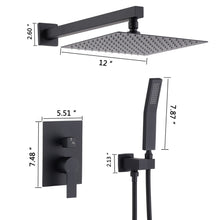 Load image into Gallery viewer, 12" Ceiling Mount Shower System With Rain Mixer And Handheld Shower