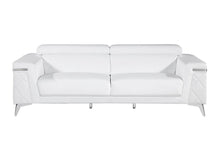 Load image into Gallery viewer, 89" Italian Leather Sofa With Silver Legs - White
