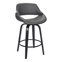 Load image into Gallery viewer, 37.5" Faux Leather Swivel Low Back Counter Height Bar Chair - Gray / Black