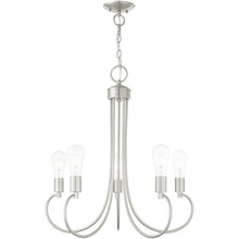 Load image into Gallery viewer, 26" Five-Light Dimmable Chandelier With Shades - Nickel