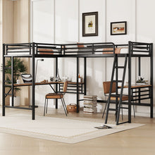 Load image into Gallery viewer, Twin Loft Bed With 2 Built In Desks, Mission Style - Black