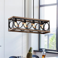 Load image into Gallery viewer, Kitchen Island Lights Ceiling Light Farmhouse Dining Room Light Fixture, Wood And Metal Rectangular Ceiling Light, Ceiling Lighting For Living Room, Conference Room, Home Office