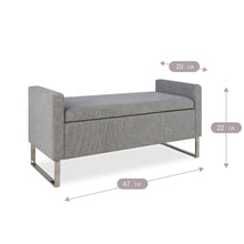 Load image into Gallery viewer, Upholstered Ottoman Bench With Storage - Dark Gray