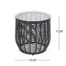 Load image into Gallery viewer, Boho Arias - Side Table With Tempered Glass Top And Rattan Wrap