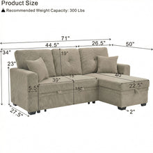 Load image into Gallery viewer, Sleeper Sectional With Pull Out Bed, Reversible Chaise