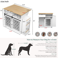 Load image into Gallery viewer, Modern Style 2 In 1 Pet Friendly Dog Crate Kitchen Island End Table Metal Pine - Natural / White