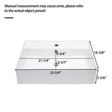 Load image into Gallery viewer, Modern Ceramic Rectangular Wall Mounted Bathroom Sink With Faucet Hole & Overflow
