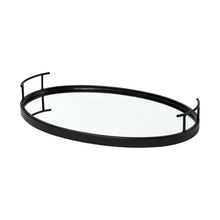 Load image into Gallery viewer, Matte Metal With Two Handle Both Sides And Mirrored Glass Bottom Tray - Black