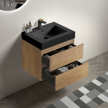 Load image into Gallery viewer, Alice - Natural Oak Bathroom Vanity With Sink, Large Storage Wall Mounted Floating Bathroom Vanity For Modern Bathroom, One-Piece Sink Basin Without Drain