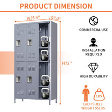 Load image into Gallery viewer, 6 Door Lockers With Lock For Employees, Storage Cabinet For Home, Gym, Office, School, Garage - Gray