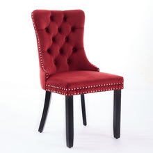 Load image into Gallery viewer, Classic Velvet Dining Chairs, High-End Tufted Solid Wood Contemporary Velvet Upholstered Dining Chair With Wood Legs Nailhead (Set of 2) - Burgundy