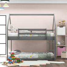 Load image into Gallery viewer, Low Bunk Bed With House Shaped Frame And Ladder