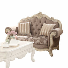 Load image into Gallery viewer, Damask Chesterfield Loveseat And Toss Pillows - Gray / Off White