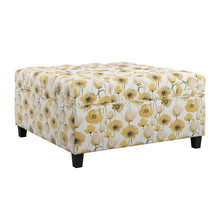 Load image into Gallery viewer, Floral Storage Ottoman With Traditional Design - Gold