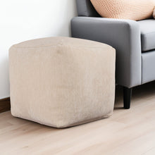Load image into Gallery viewer, Chenille Cube Pouf Ottoman - Ivory
