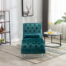 Load image into Gallery viewer, Velvet Chaise Lounge Indoor, Button Tufted Upholstered Chaise Lounge Chair With Pillow