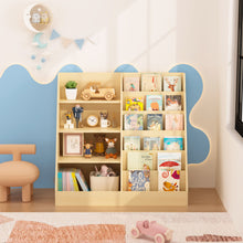 Load image into Gallery viewer, Bookshelf And Toy Storage Organizer, 4 Tier Bookcase With Display Stand For Playroom