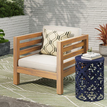 Load image into Gallery viewer, Outdoor Acacia Wood Patio Chair With Fabric Cushion